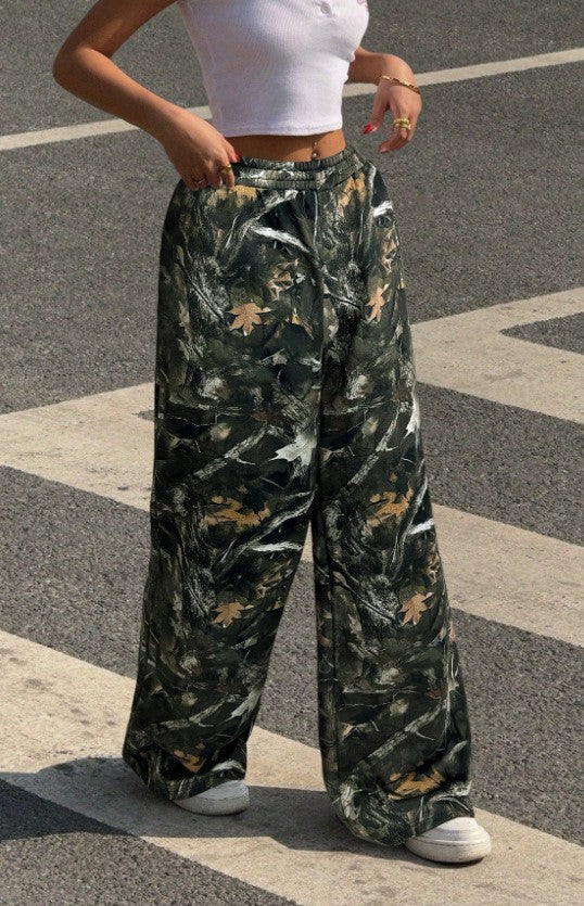 Damen nan weite Palazzo-Hose mit floralem Alloverprint und elastischem Bund Echo Archiv