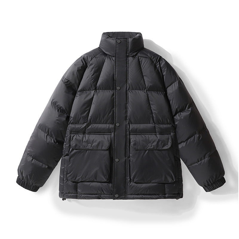 Herren Wattierte Steppjacke mit hohem Stehkragen, Druckknopfblende & großen Pattentaschen Echoarchiv