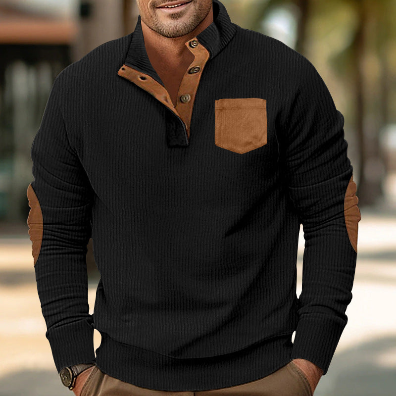 Herren Komfortabler Pullover mit Stehkragen und Kontrastdetails Echoarchiv
