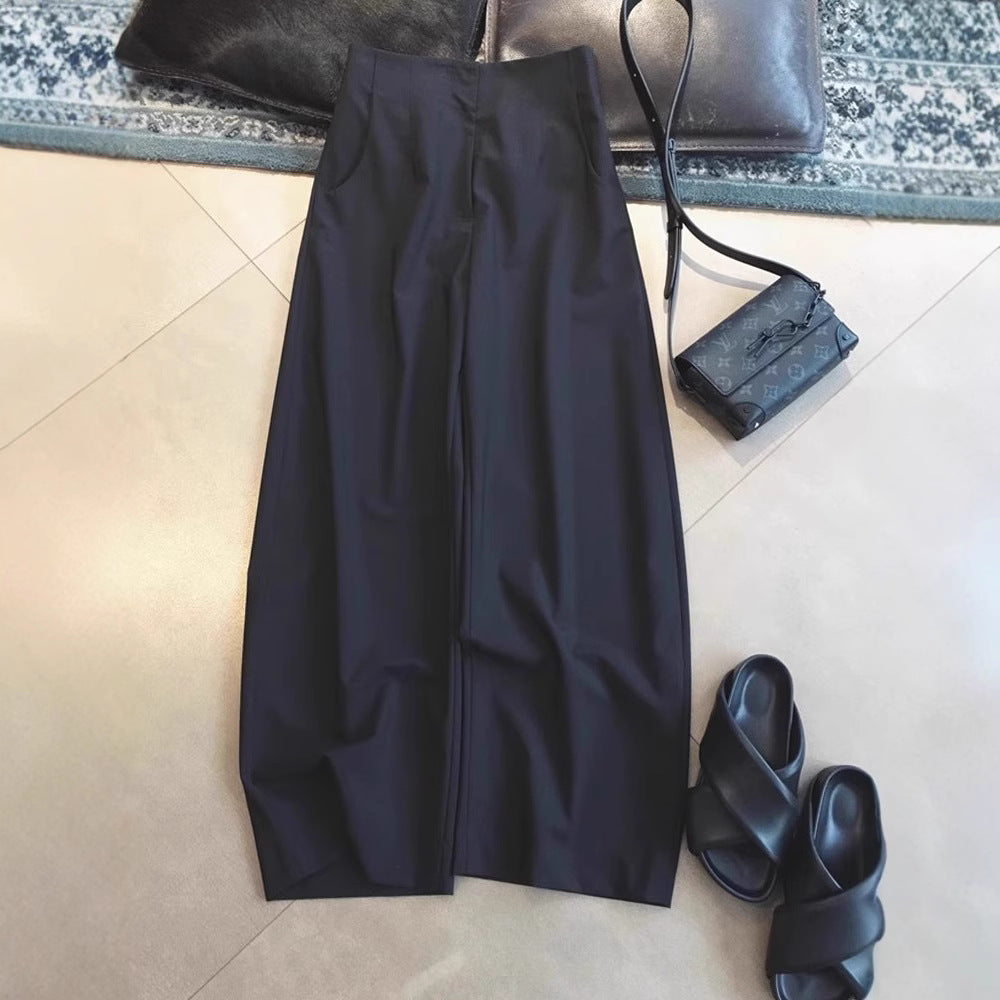 Damen Hochtaillierte weite Palazzo-Culotte mit Bügelfalte und Eingrifftaschen Echo Archiv