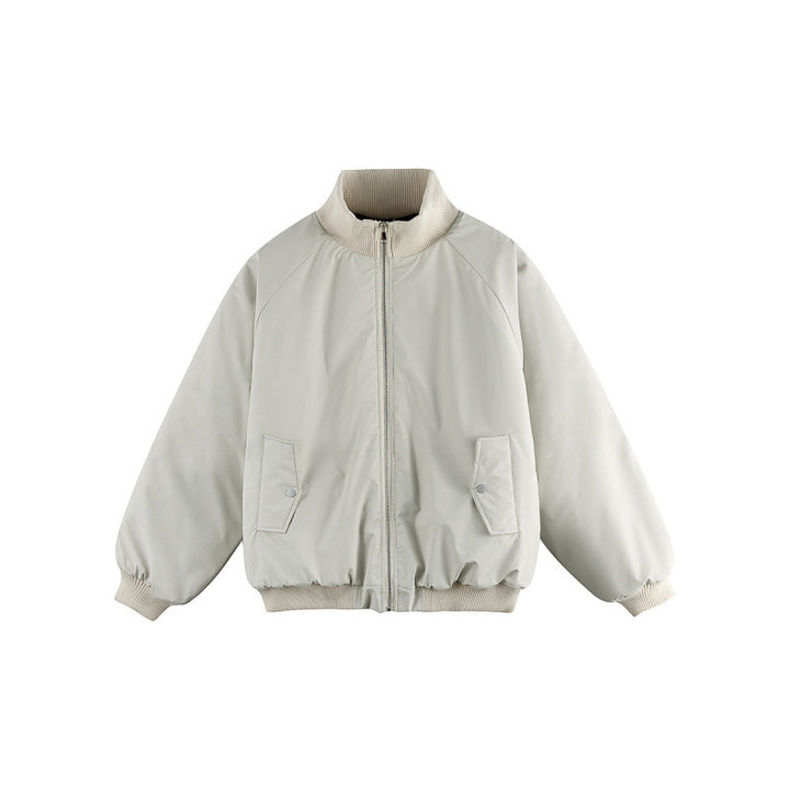 Unisex Boxy-Übergangs-Bomberjacke mit Stehkragen und Pattentaschen Echo Archiv