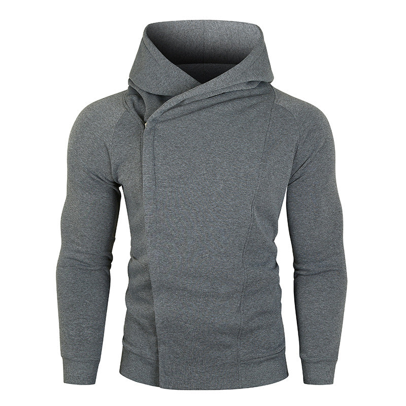 Herren Kapuzenpullover mit asymmetrischem Reißverschluss und hohem Kragen Echoarchiv