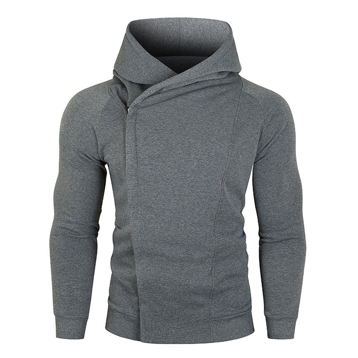 Herren Kapuzenpullover mit asymmetrischem Reißverschluss und hohem Kragen Echoarchiv