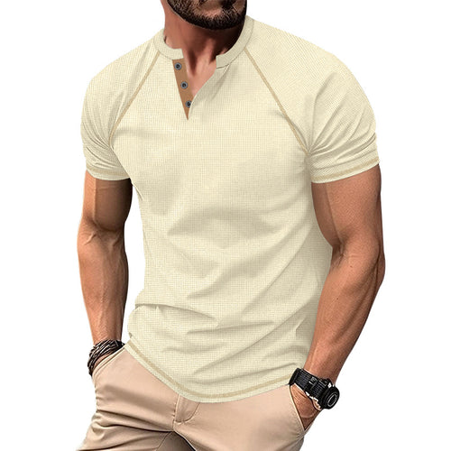 Herren sportliches T-Shirt mit modischem Knopfleisten-Design Echoarchiv