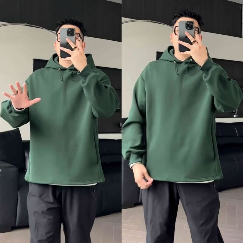 Herren Oversized Kapuzenpullover mit Dropped-Shoulder, schwerer Baumwollmischung und minimalistischer Silhouette Echoarchiv