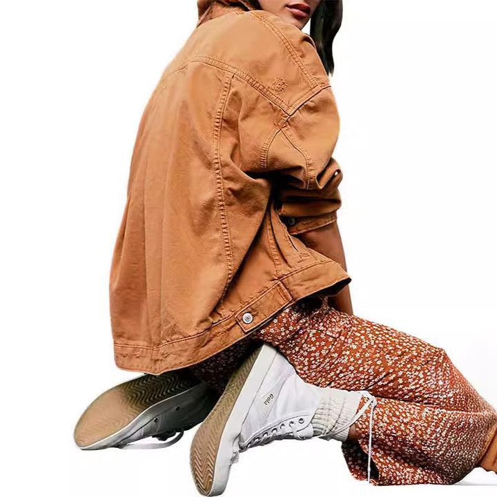 Damen lässige JEchoarchivnsjacke im Oversized-Stil mit dekorativen Fransen Echoarchiv