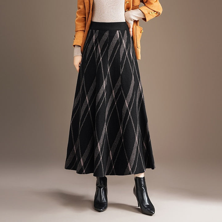 Damen Eleganter und fließender Maxirock mit diagonalen Mustern Echo Archiv