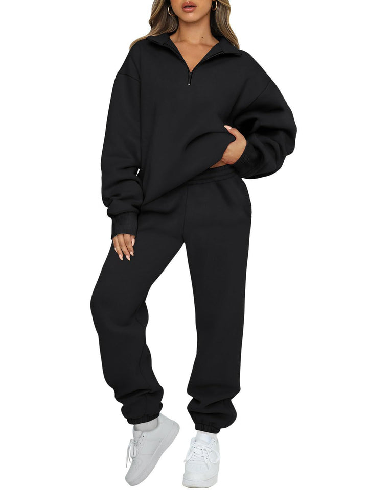 Damen nan lässiges Halbzip-Lounge-Set mit oversized Sweatshirt und taillenhoher Jogginghose Echo Archiv