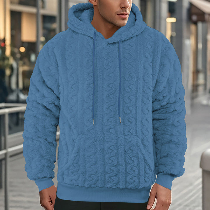 Herren Fleece-Kapuzenpullover mit strukturiertem Design und praktischer Kängurutasche Echoarchiv