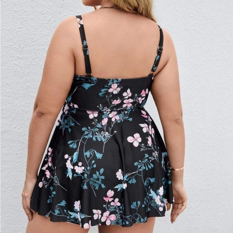 Damen Sportliches Tankini-Set mit floralem Oberteil und Shorts Echo Archiv