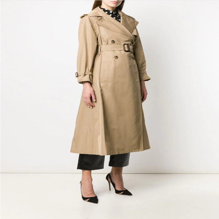 Damen Midilanger Trenchcoat im A‑Linien‑Schnitt mit Taillengürtel und Epauletten Echoarchiv