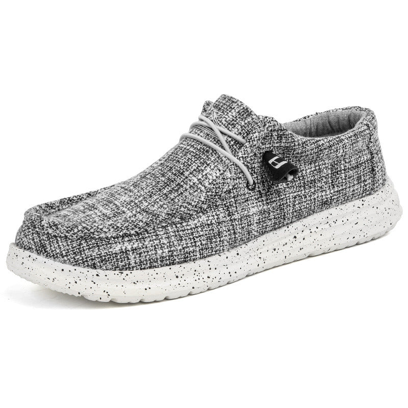 Herren Legerer Canvas-Mokassin-Slipper mit geflochtener Schnürung und gefleckter EVA-Sohle Echoarchiv