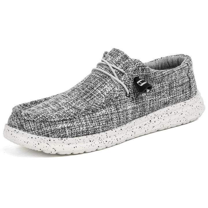 Herren Legerer Canvas-Mokassin-Slipper mit geflochtener Schnürung und gefleckter EVA-Sohle Echoarchiv