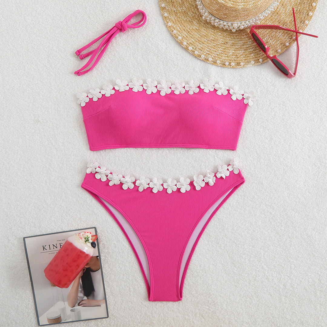 Damen Bandeau-Bikini mit floralen Akzenten Echo Archiv