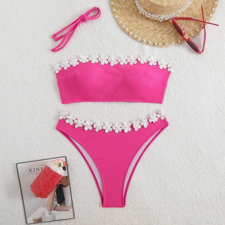 Damen Bandeau-Bikini mit floralen Akzenten Echo Archiv