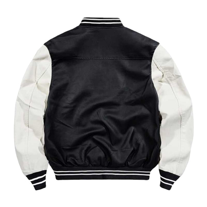 Herren College‑Varsity‑Bomberjacke mit kontrastreichen Ärmeln, Letterpatch und Rippbündchen – Brevano