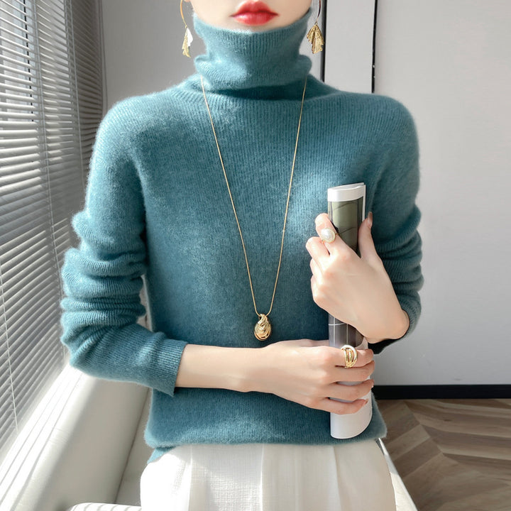 Damen Kurz geschnittener Rollkragenpullover aus weichem Kaschmir-Blend mit schmaler Silhouette Echoarchiv