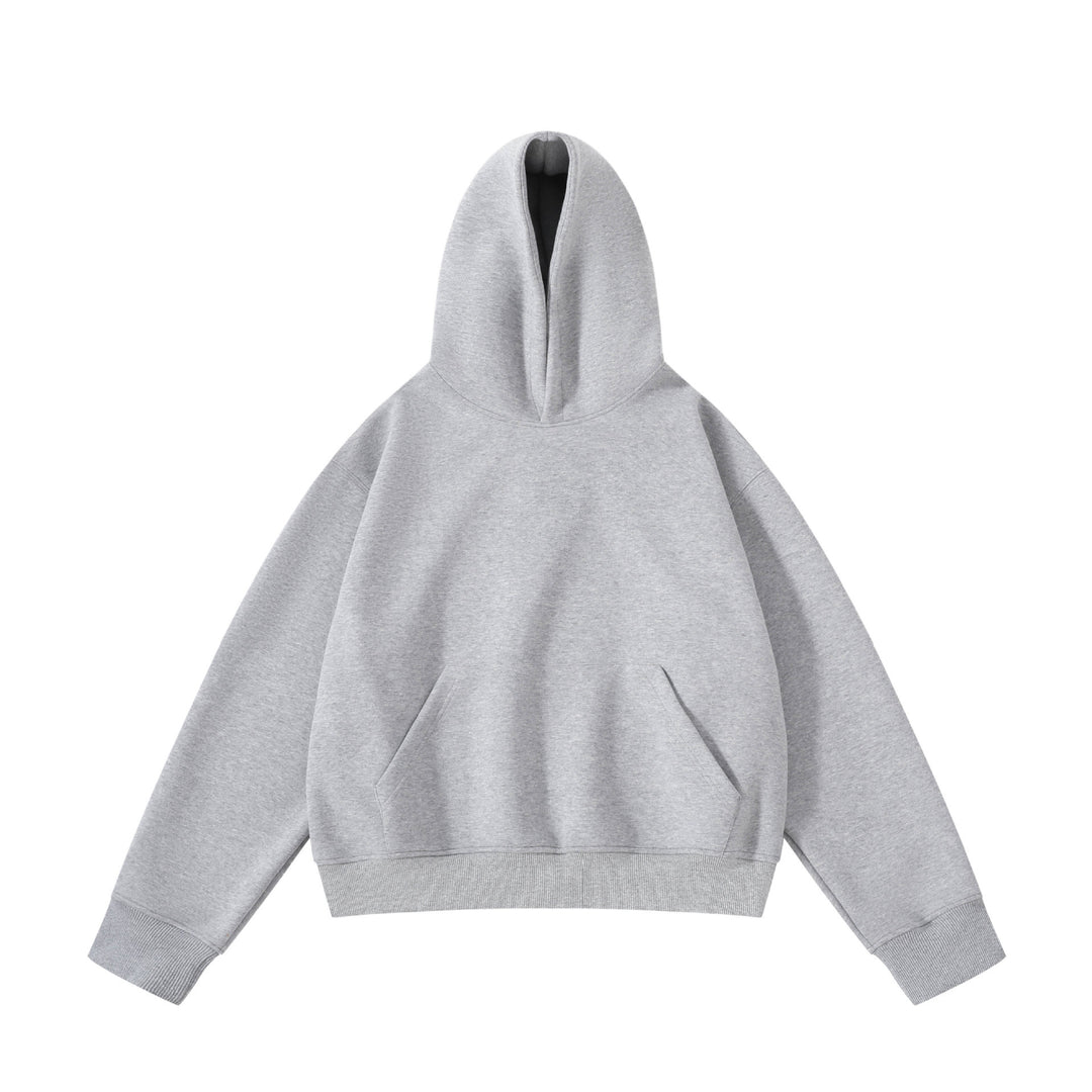 Unisex schwerer Oversize-Kapuzenpullover mit doppellagiger Kapuze Kängurutasche und breitem Rippbund Echo Archiv