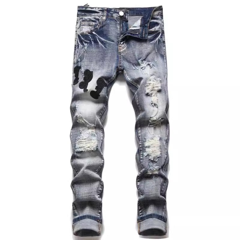 Herren Modische Ripped Jeans im Vintage-Stil Echoarchiv