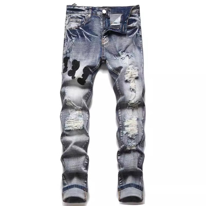 Herren Modische Ripped Jeans im Vintage-Stil Echoarchiv
