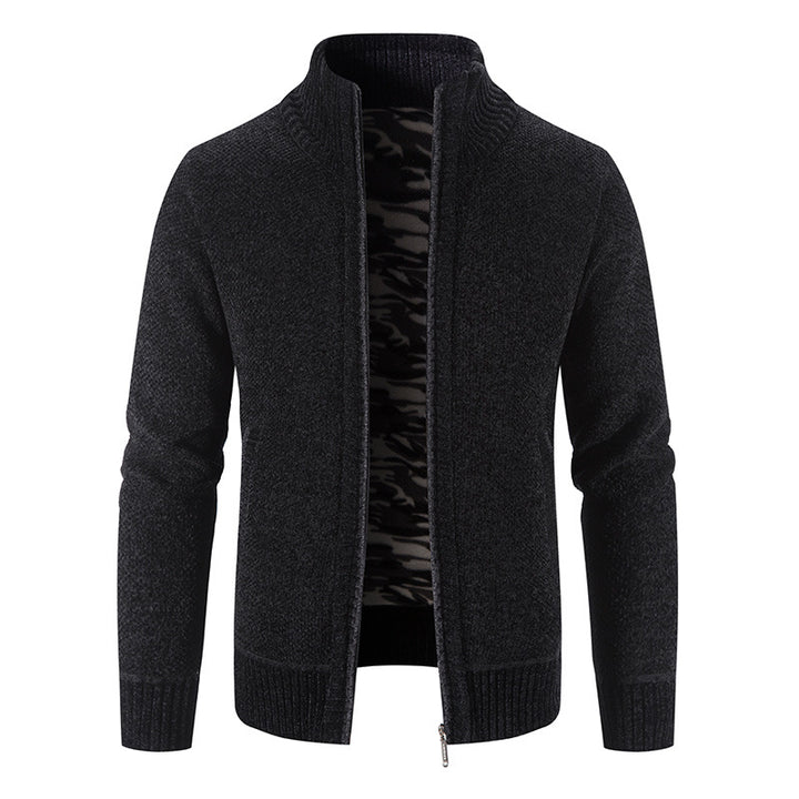 Herren Strickjacke mit hohem Kragen und praktischen Reißverschlusstaschen Echoarchiv