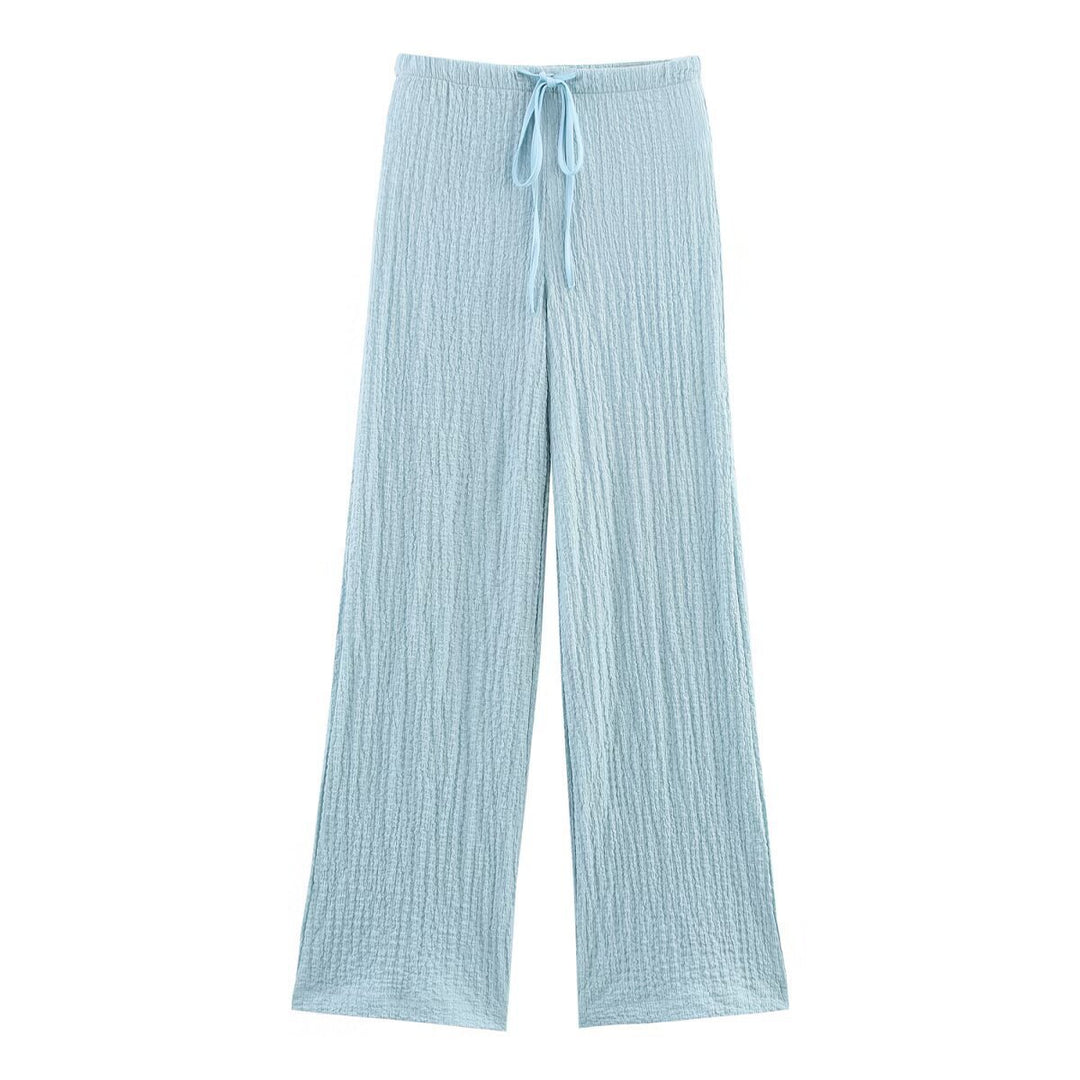 Damen nan leichte Crinkle-Loungebuxe mit weitem Bein und Tunnelzug Echo Archiv