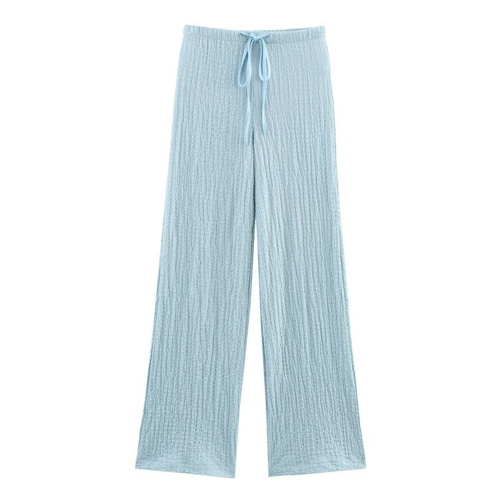 Damen nan leichte Crinkle-Loungebuxe mit weitem Bein und Tunnelzug Echo Archiv