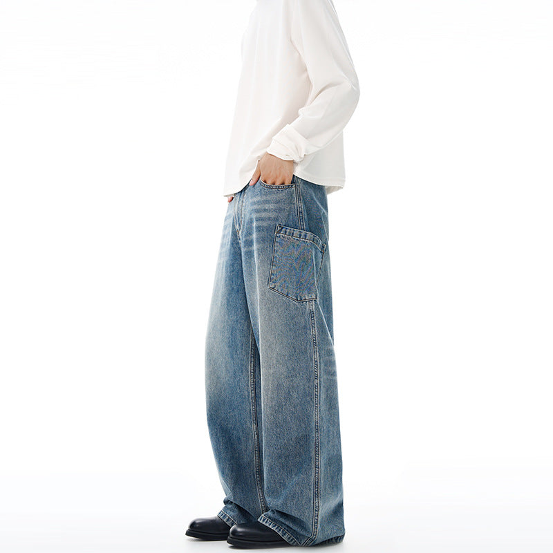 Herren Extremweite Baggy-Jeans mit tiefem Schritt und lässiger Used-Waschung Echo Archiv