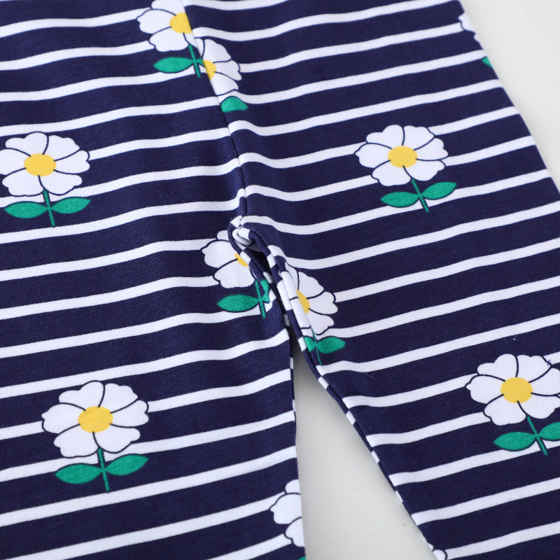 Mädchen Leggings mit floralem und gestreiftem Design Echo Archiv