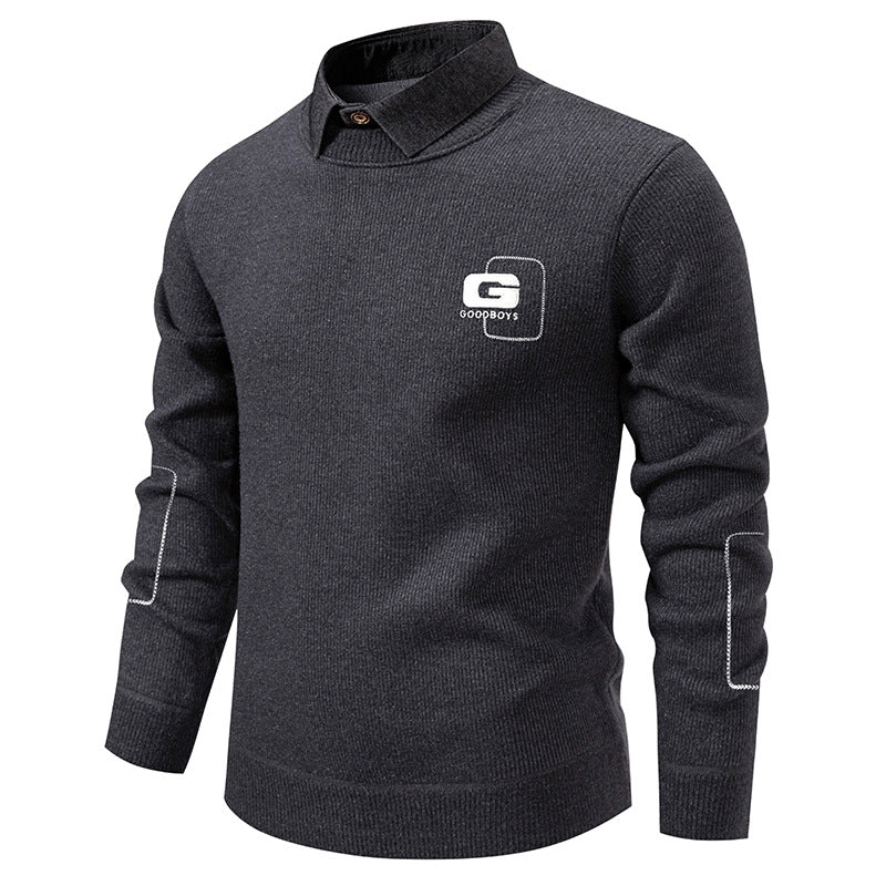 Herren eleganter Pullover mit Kragen und feinem Strickmuster Echoarchiv