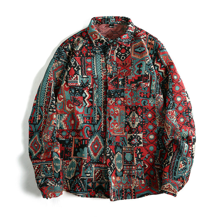 Herren Gemusterte Overshirt-Jacke im Patchwork-Jacquard Echo Archiv