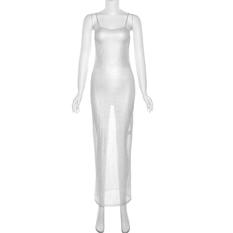 Damen Maxi-Strandkleid aus leichtem Material mit feinen Spaghettiträgern Echo Archiv
