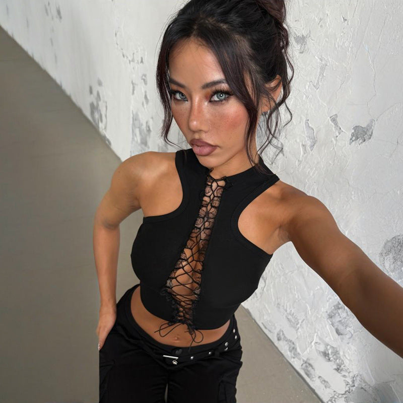 Damen Crop-Top mit dekorativem Schnür-Detail Echo Archiv