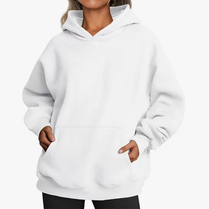Damen nan Longline-Oversize Hoodie mit tiefer Schulter, verstärkter Kängurutasche und geripptem Saum Echo Archiv