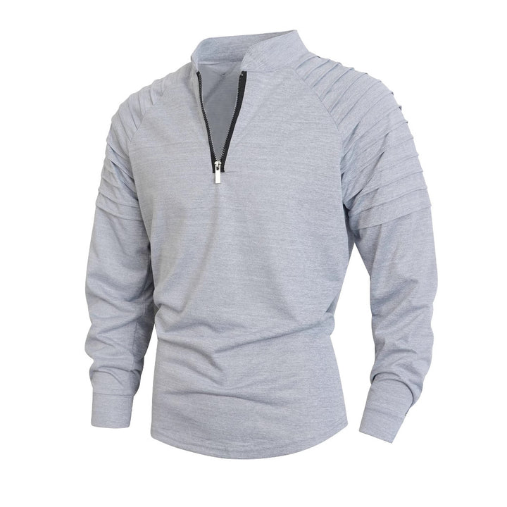 Herren Langarmshirt mit modernem Stehkragen und Reißverschluss Echoarchiv