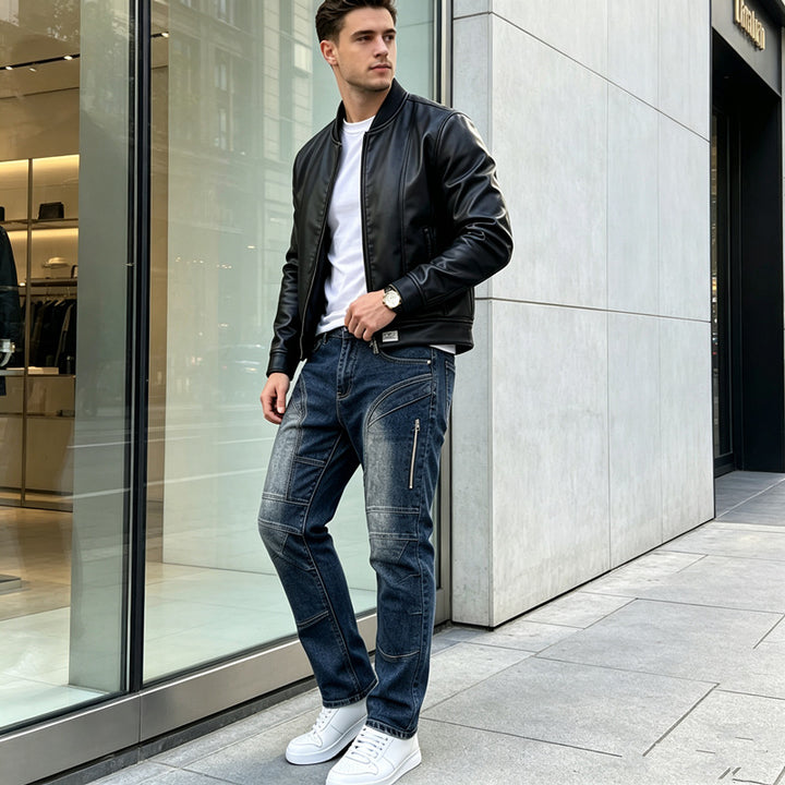 Herren Modische Cargo-Jeans mit Reißverschluss Echoarchiv