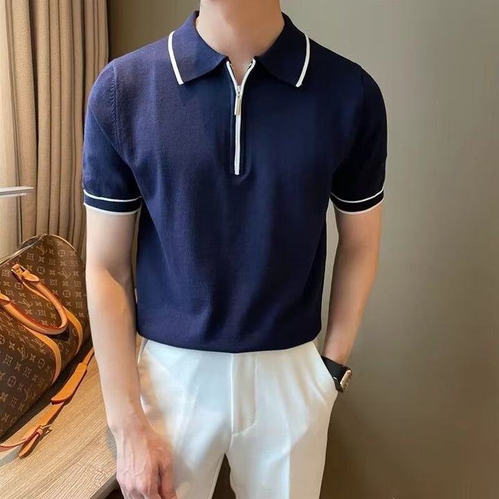 Herren modisches Poloshirt mit innovativem Reißverschluss Echoarchiv