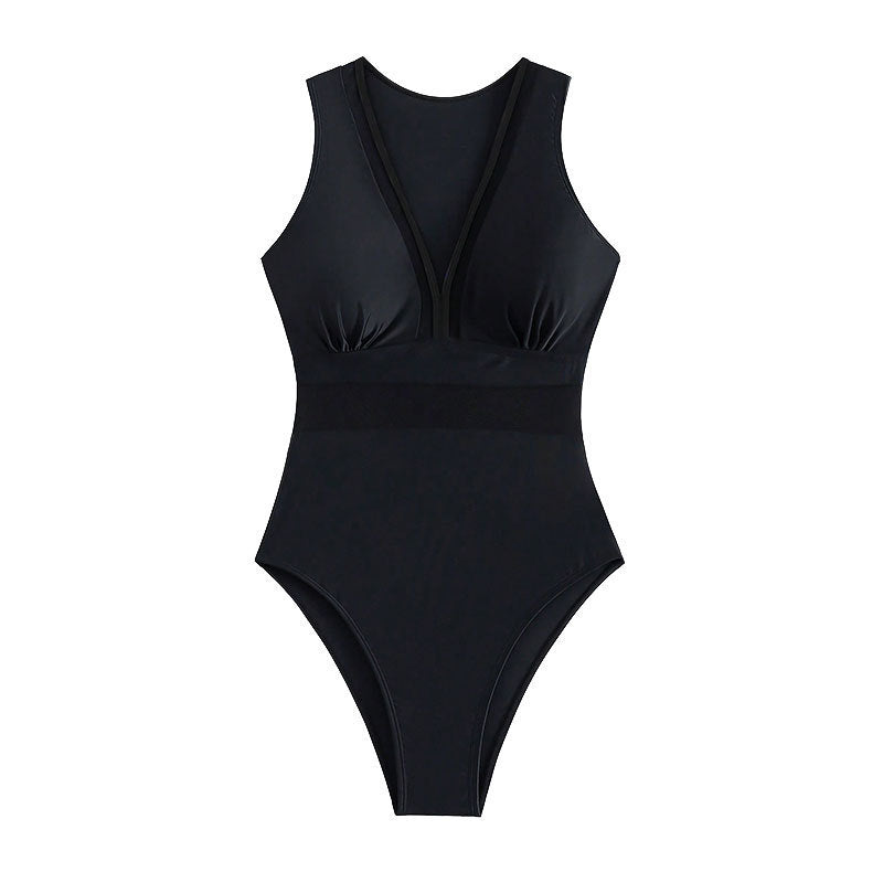Damen Einteiliger Badeanzug mit tiefem V-Ausschnitt und figurformendem Design Echo Archiv