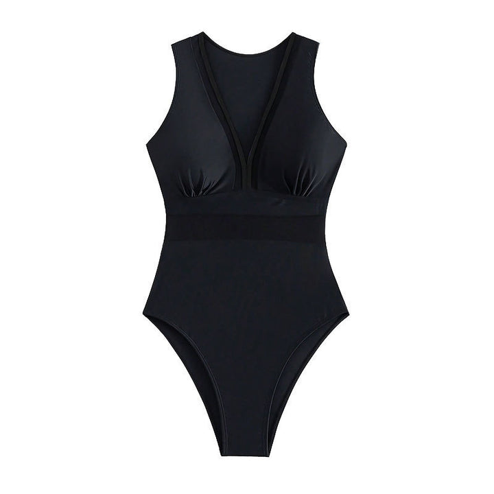 Damen Einteiliger Badeanzug mit tiefem V-Ausschnitt und figurformendem Design Echo Archiv