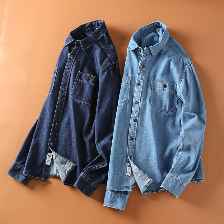 Herren Klassisches Denim-Hemd mit Brusttaschen Echo Archiv
