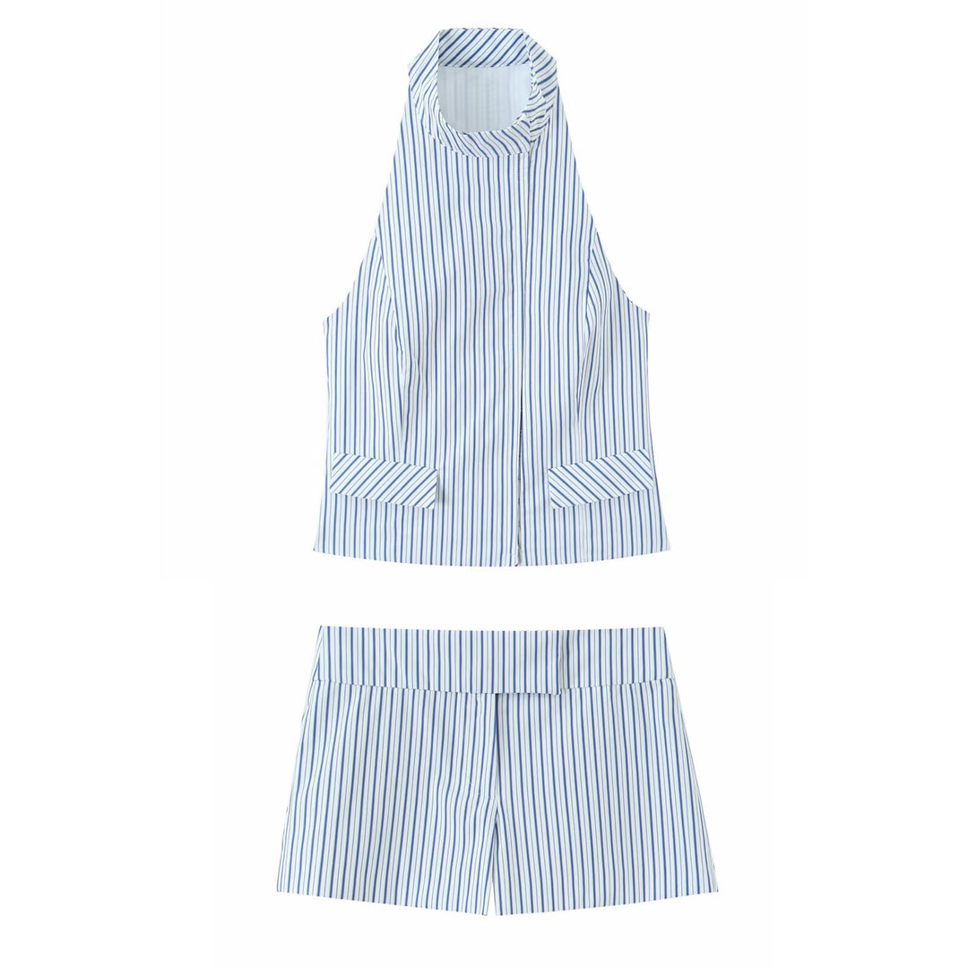 Damen elegante gestreifte Shorts im klassischen Schnitt Echo Archiv