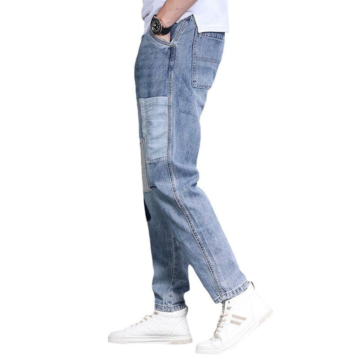 Herren lässige Denim-Hose mit kreativen Patch-Details Echoarchiv