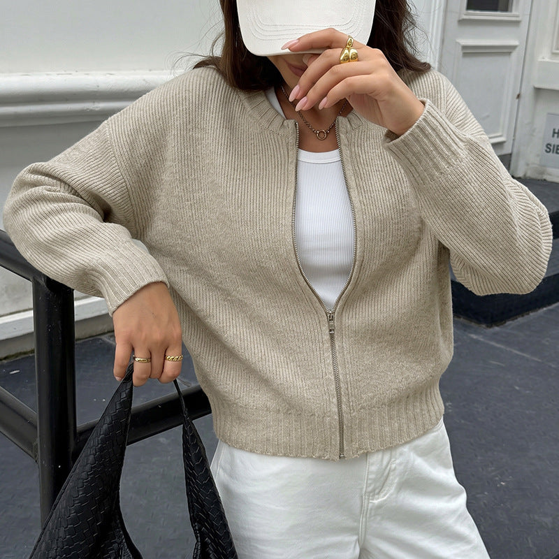 Damen Lässige Strickjacke mit chemischem Reißverschluss Echo Archiv