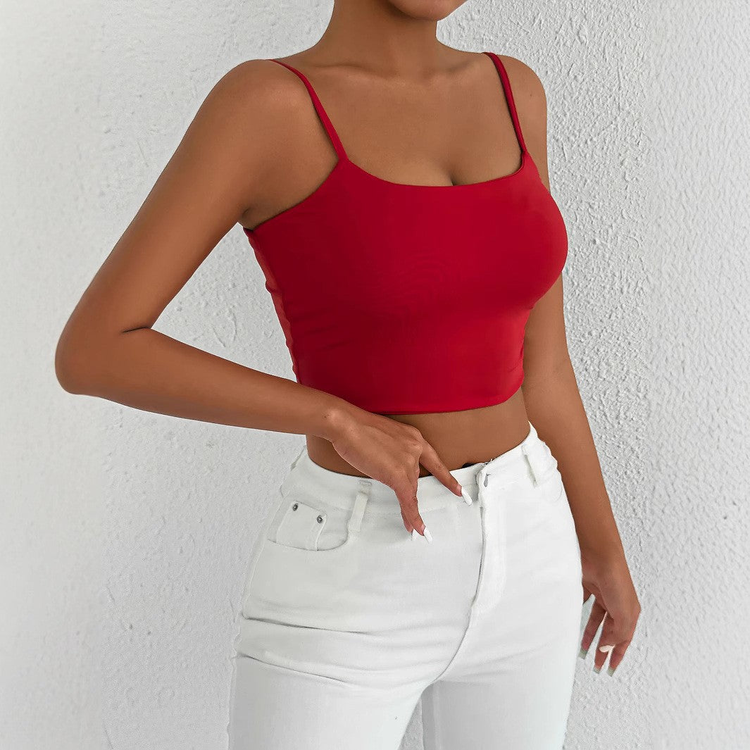 Damen Figurbetontes Crop-Top aus elastischem Material mit Spaghetti-Trägern Echo Archiv