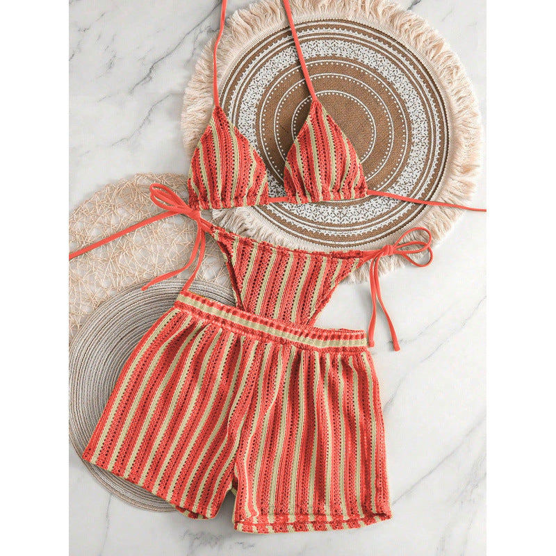 Damen Bikini-Set mit Rüschen und verspieltem Streifenmuster Echo Archiv