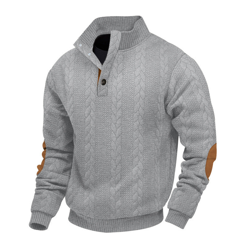 Herren Strickpullover mit modischem Stehkragen und strukturierter Oberfläche Echoarchiv