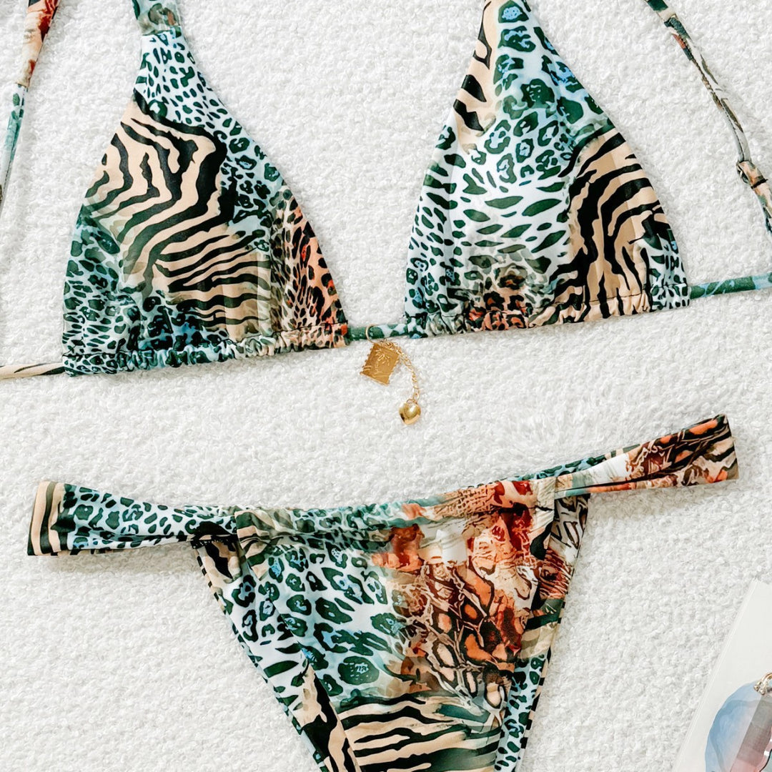 Damen Triangel-Bikini mit floralem Leopardenmuster Echo Archiv