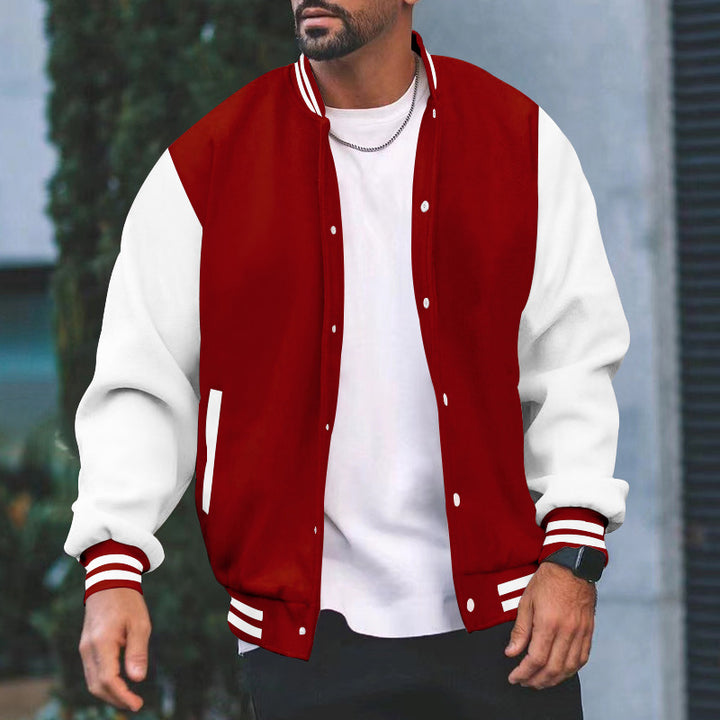 Herren sportliche Collegejacke mit traditionellem Schnitt und kontrastierenden Ärmeln Echoarchiv