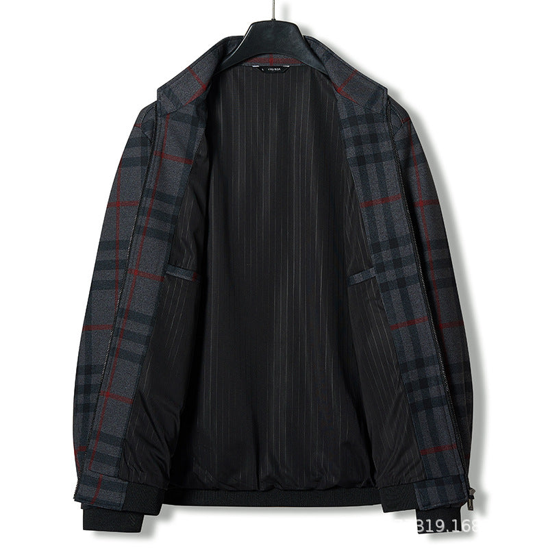 Herren modische Übergangsjacke mit kariertem Design und praktischem Reißverschluss Echoarchiv