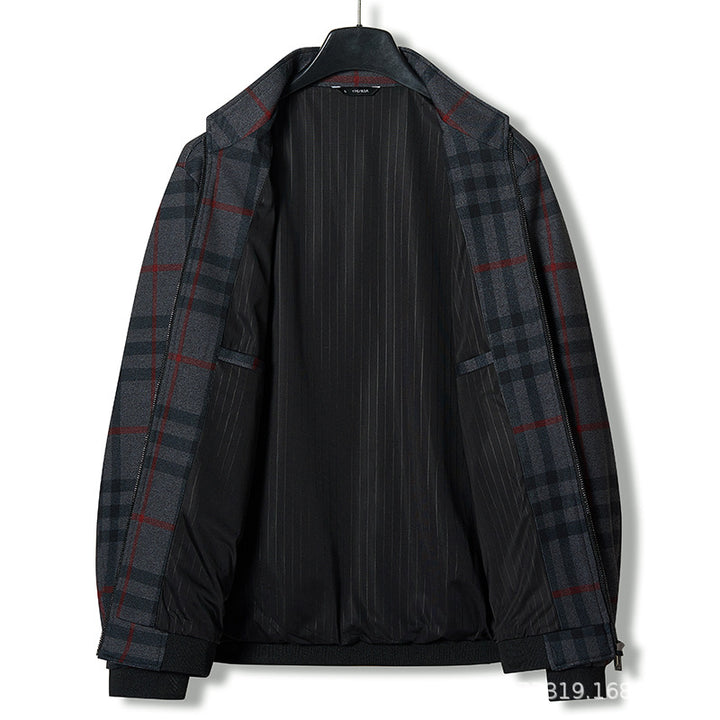 Herren modische Übergangsjacke mit kariertem Design und praktischem Reißverschluss Echoarchiv